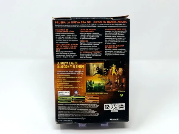 Parte trasera de Tom Clancy's Splinter Cell: Pandora Tomorrow (ESP) (Pack de Inicio) para XBOX, edición PAL España