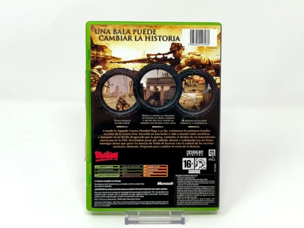 Parte trasera de Sniper Elite (ESP) para XBOX, edición PAL España
