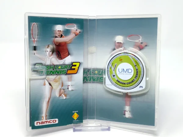 Interior del juego Smash Court Tennis 3 (UK) para PSP con disco y manual