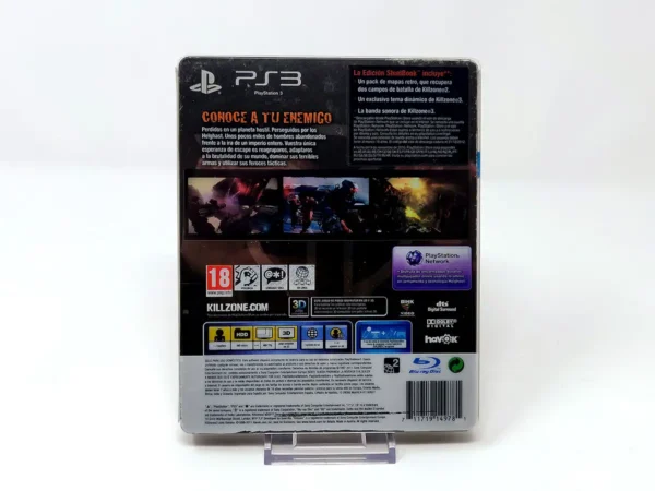 Parte trasera de Killzone 3 (Edición Coleccionista) (ESP) (Steelbook) para PlayStation 3, edición PAL España