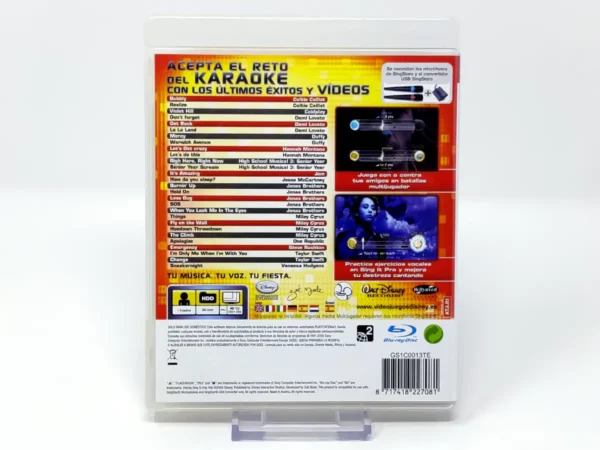 Parte trasera de Disney Sing It: Pop Hits (ESP) para PlayStation 3, edición PAL España