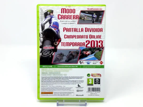 Parte trasera de MotoGP 13 (ESP) para XBOX 360, edición PAL España