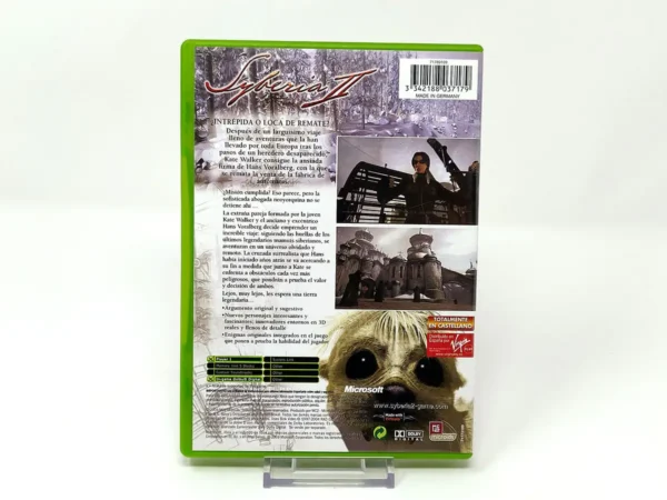 Parte trasera de Syberia II (ESP) para XBOX, edición PAL España
