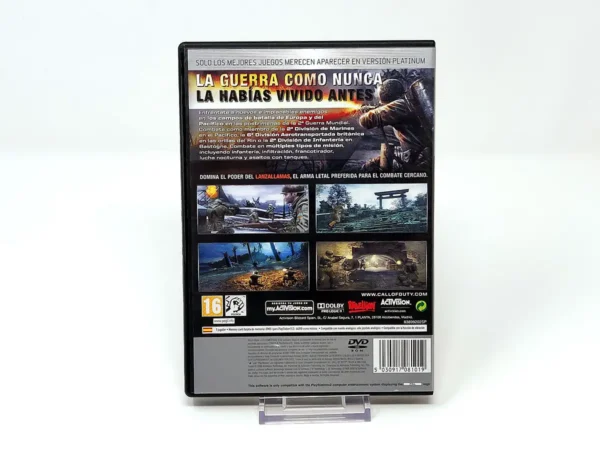 Parte trasera de Call of Duty: World at War: Final Fronts (ESP) (Platinum) para PlayStation 2, edición PAL España