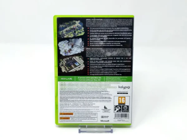 Parte trasera de Omerta: City of Gangsters (ESP) para XBOX 360, edición PAL España