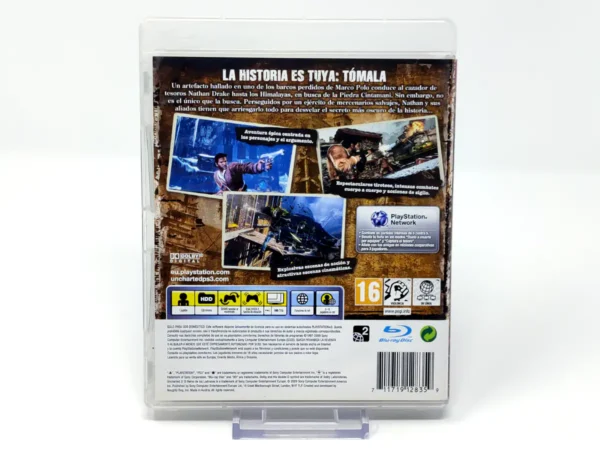 Parte trasera de Uncharted 2: Among Thieves (ESP) para PlayStation 3, edición PAL España