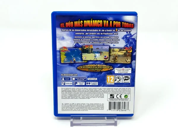 Parte trasera de The Jak and Daxter Trilogy (ESP) para PS Vita, edición PAL España