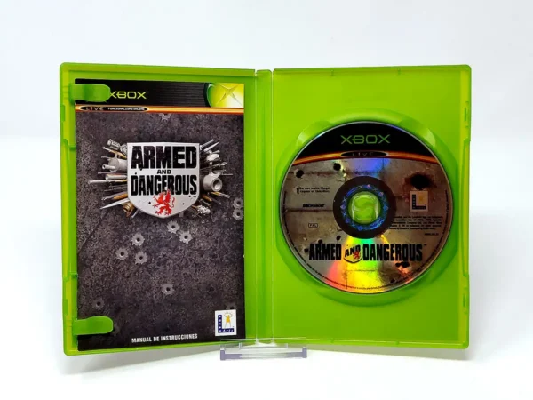 Interior del juego Armed and Dangerous (ESP) para XBOX con disco y manual