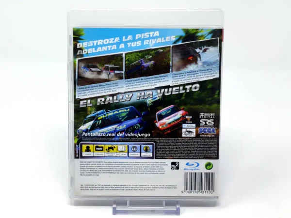 Parte trasera de Sega Rally (ESP) para PlayStation 3, edición PAL España