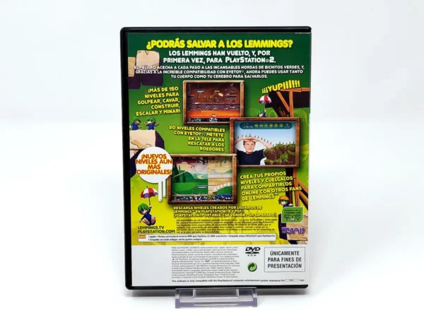 Parte trasera de Lemmings (ESP) (Promo) para PlayStation 2, edición PAL España