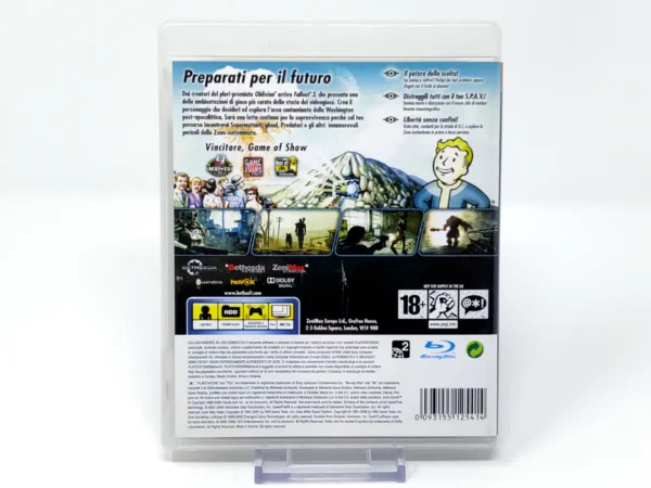 Parte trasera de Fallout 3 (ITA) para PlayStation 3, edición PAL Italia