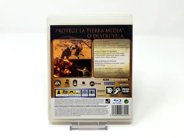 Parte trasera de El Señor de los Anillos: La Conquista (ESP) para PlayStation 3, edición PAL España