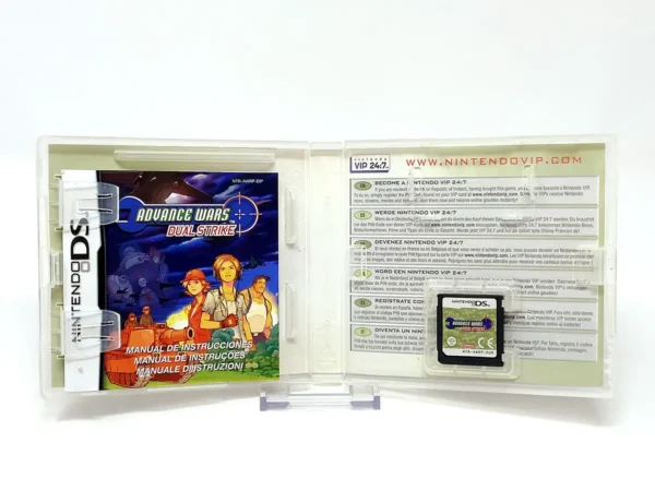 Interior del juego Advance Wars: Dual Strike (ESP) para Nintendo DS con disco y manual