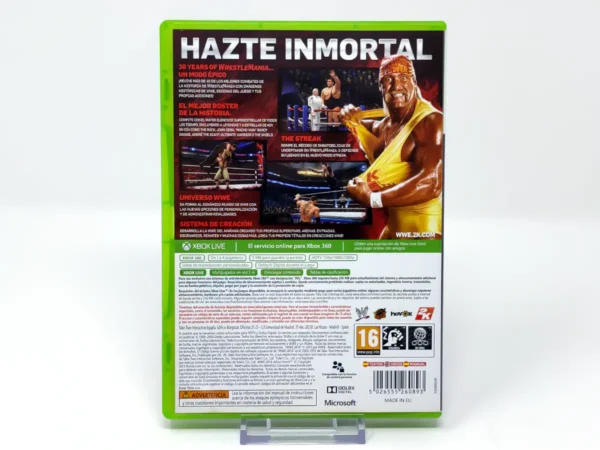 Parte trasera de WWE 2K14 para XBOX 360, edición PAL España