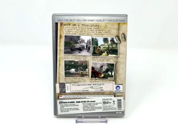 Parte trasera de Brothers in Arms: Road to Hill 30 (UK) (Platinum) para PlayStation 2, edición PAL UK