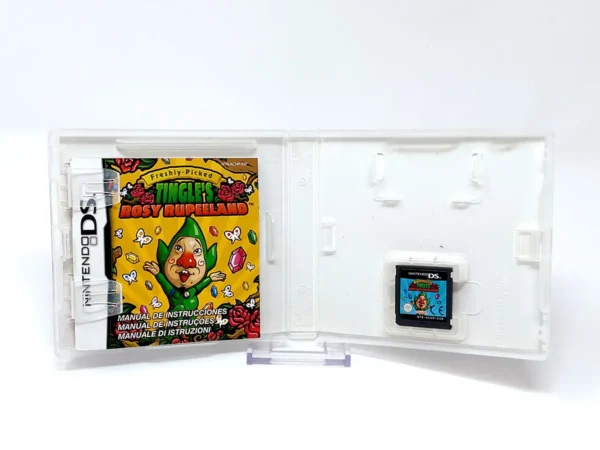 Interior del juego Freshly-Picked: Tingle's Rosy Rupeeland (ESP) para Nintendo DS con disco y manual