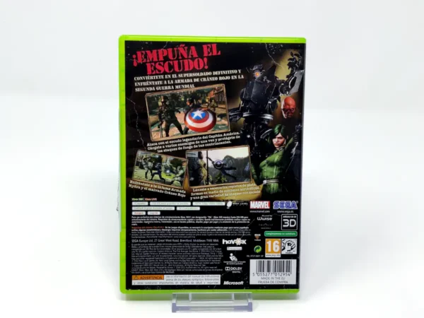 Parte trasera de Capitán América: Supersoldado (ESP) para XBOX 360, edición PAL España