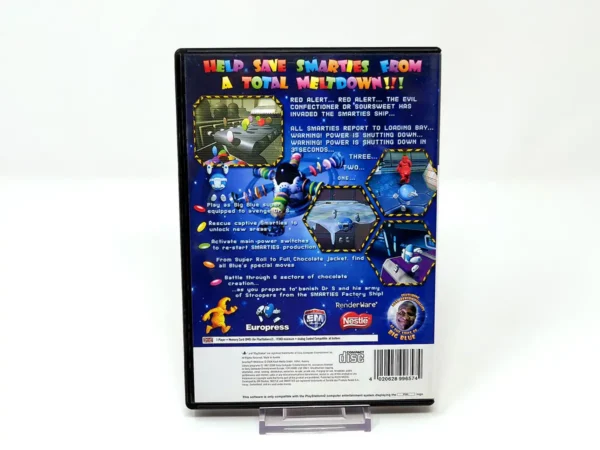 Parte trasera de Smarties: Meltdown (UK) para PlayStation 2, edición PAL UK