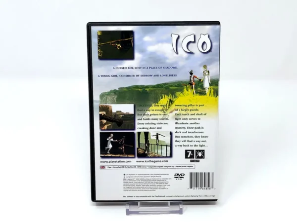 Parte trasera de ICO (UK) para PlayStation 2, edición PAL UK