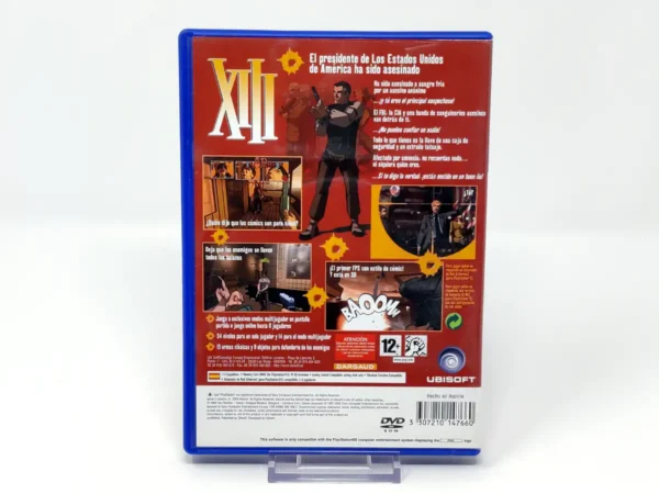 Parte trasera de XIII (ESP) para PlayStation 2, edición PAL España