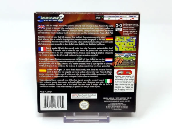 Parte trasera de Advance Wars 2: Black Hole Rising (ESP) para Nintendo Game Boy Advance, edición PAL España
