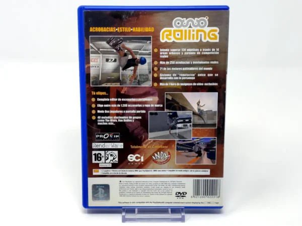 Parte trasera de Rolling (ESP) para PlayStation 2, edición PAL España