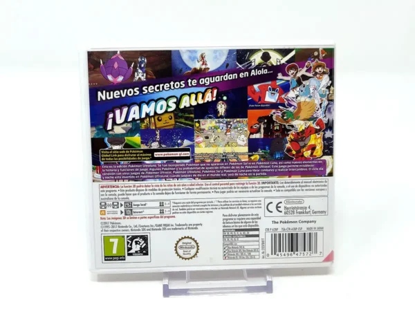 Parte trasera de Pokemon Ultra Luna (ESP) para Nintendo 3DS, edición PAL España