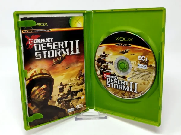 Interior del juego Conflict: Desert Storm II (ESP) para XBOX con disco y manual
