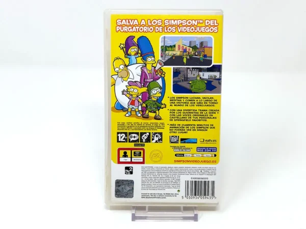 Parte trasera de Los Simpson: El Videojuego (ESP) para PSP, edición PAL España