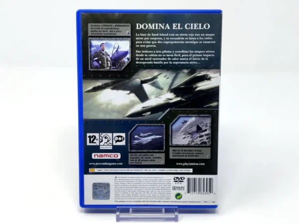 Parte trasera de Ace Combat: Jefe de Escuadrón (ESP) para PlayStation 2, edición PAL España