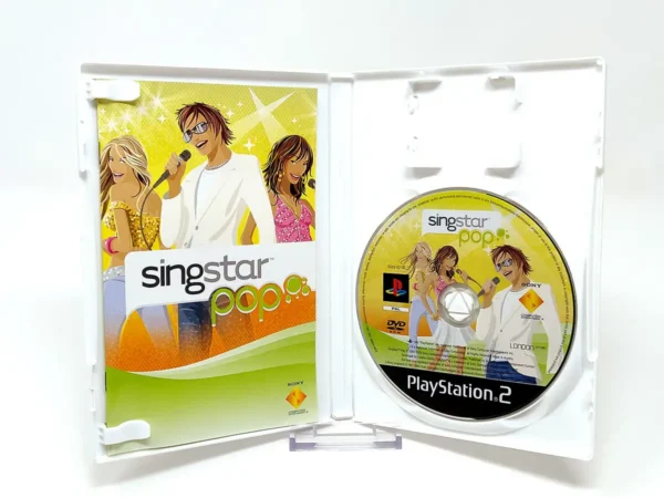 Interior del juego SingStar Pop (ESP) (v2) para PlayStation 2 con disco y manual