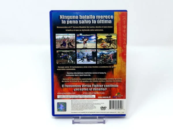 Parte trasera de Virtua Fighter 4 (ESP) para PlayStation 2, edición PAL España