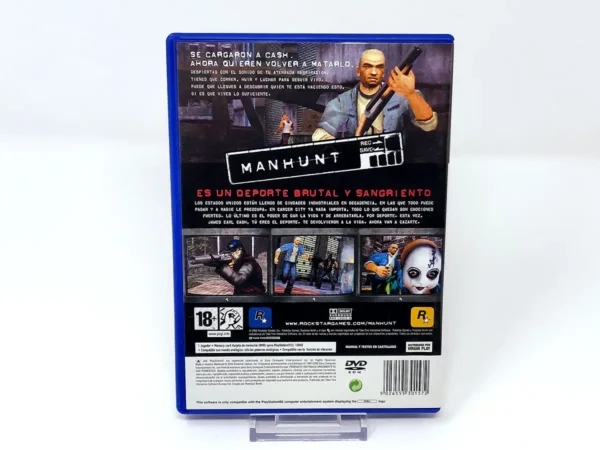 Parte trasera de Manhunt (ESP) para PlayStation 2, edición PAL España