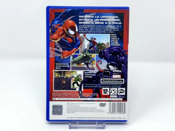 Parte trasera de Ultimate Spider-Man (ITA) para PlayStation 2, edición PAL Italia