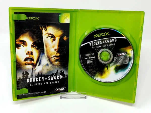 Interior del juego Broken Sword: El Sueño del Dragón (ESP) para XBOX con disco y manual