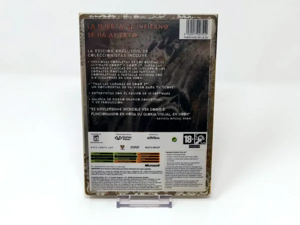 Parte trasera de DOOM 3 (Limited Collector's Edition) (ESP) para XBOX, edición PAL España