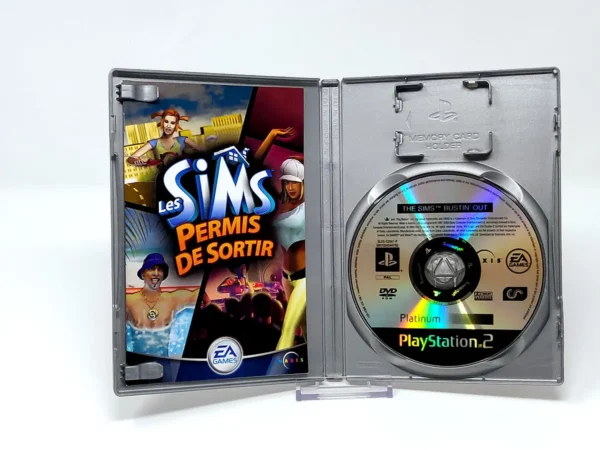 Interior del juego Les Sims: Permis de Sortir (FRA) (Platinum) para PlayStation 2 con disco y manual