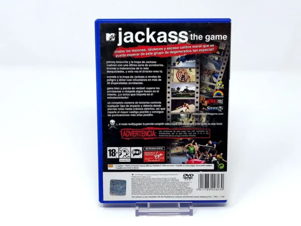Parte trasera de Jackass: The Game (ESP) para PlayStation 2, edición PAL España
