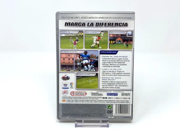 Parte trasera de FIFA Football 2004 (ESP) (Platinum) para PlayStation 2, edición PAL España