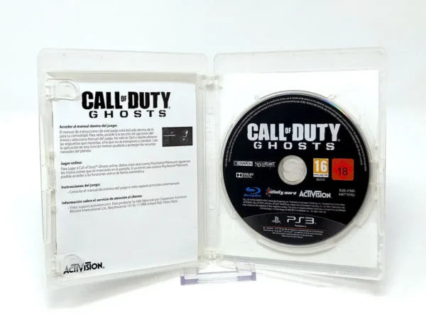 Interior del juego Call of Duty: Ghosts (Edición Limitada) (ESP) para PlayStation 3 con disco y manual