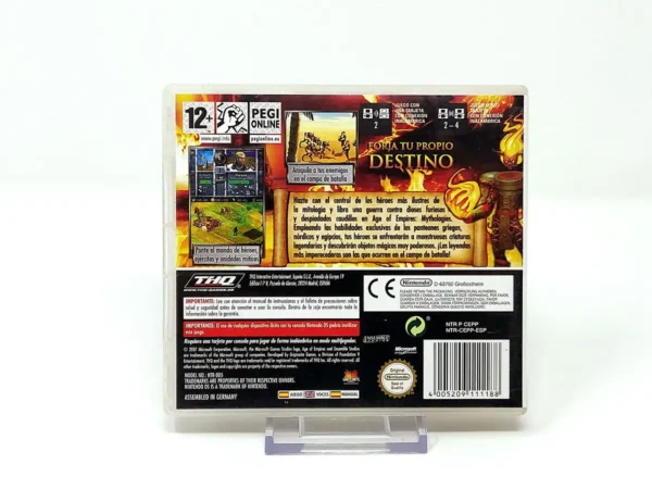 Parte trasera de Age of Empires: Mythologies (ESP) para Nintendo DS, edición PAL España
