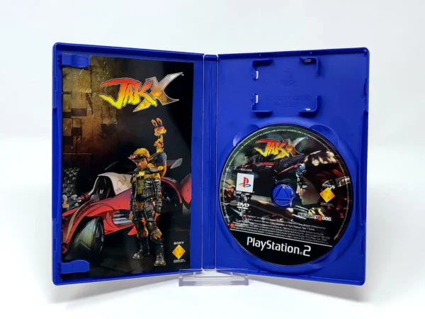 Interior del juego Jak X (POR) (Platinum) para PlayStation 2 con disco y manual