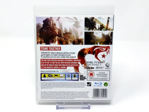 Parte trasera de Operation Flashpoint: Red River (UK) para PlayStation 3, edición PAL UK