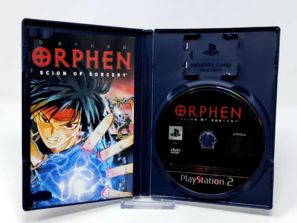 Interior del juego Orphen: Scion of Sorcery (ESP) para PlayStation 2 con disco y manual