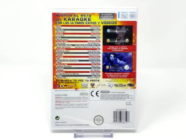 Parte trasera de Disney Sing It: Pop Hits (ESP) (Precintado) para Nintendo Wii, edición PAL España