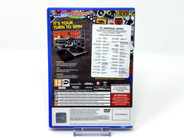 Parte trasera de DJ Hero (EUR) para PlayStation 2, edición PAL España