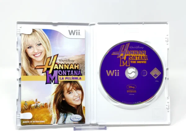 Interior del juego Hannah Montana: La Película (ESP) para Nintendo Wii con disco y manual
