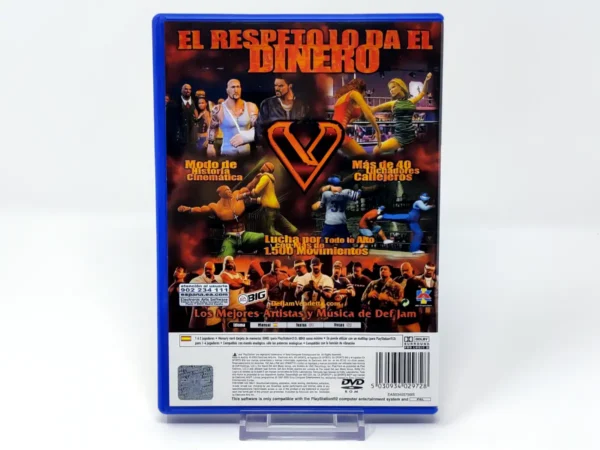 Parte trasera de Def Jam: Vendetta (ESP) para PlayStation 2, edición PAL España