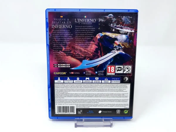 Parte trasera de Devil May Cry 5 (ESP) para PlayStation 4, edición PAL España