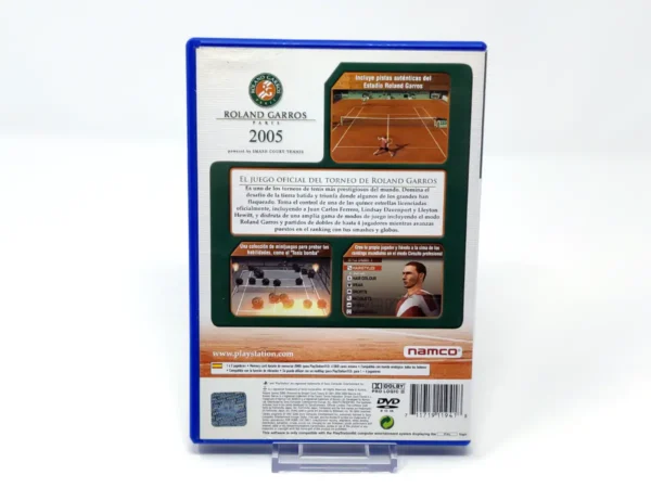 Parte trasera de Roland Garros 2005: Powered by Smash Court Tennis (ESP) (Promo) para PlayStation 2, edición PAL España